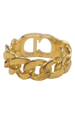 Gold-tone metallic CD Icon chainlink ring