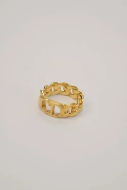 Gold-tone metallic CD Icon chainlink ring