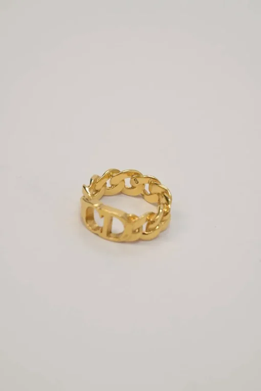 Gold-tone metallic CD Icon chainlink ring
