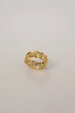 Gold-tone metallic CD Icon chainlink ring