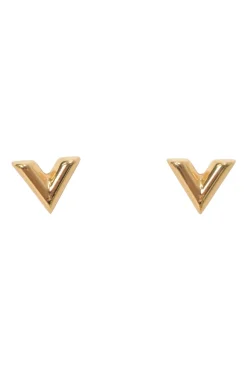 Gold-tone metallic Essential V stud earrings