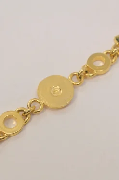 Gold-tone metallic Medusa medallion chain belt with hook fastening