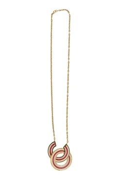 Gold-tone metallic pink gradient pendant necklace with lobster clasp fastening