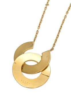 Gold-tone metallic pink gradient pendant necklace with lobster clasp fastening