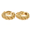 Gold-tone metallic rope hoop clip earrings