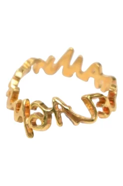 Gold-tone metallic script ring