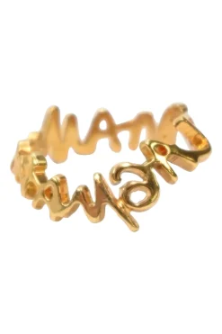 Gold-tone metallic script ring