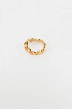 Gold-tone metallic script ring