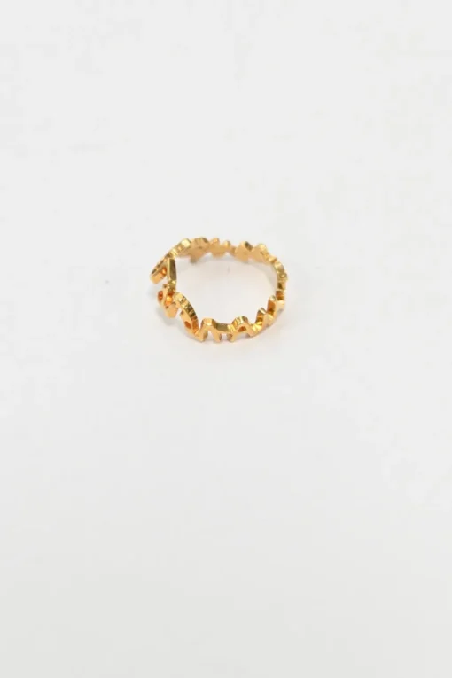 Gold-tone metallic script ring