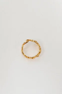 Gold-tone metallic script ring