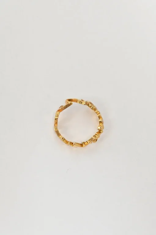 Gold-tone metallic script ring