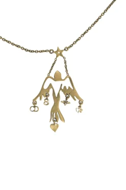 Gold-tone metallic Tarot station necklace