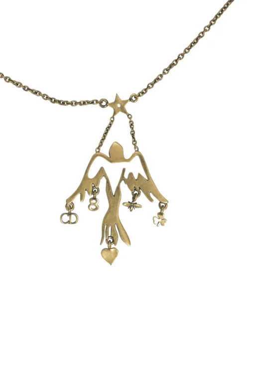 Gold-tone metallic Tarot station necklace