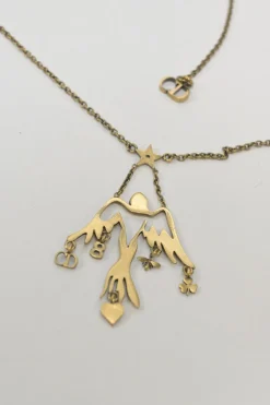 Gold-tone metallic Tarot station necklace