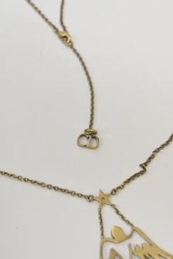 Gold-tone metallic Tarot station necklace