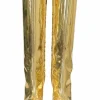 Gold-tone mirrored leather pointed-toe heeled tall boots