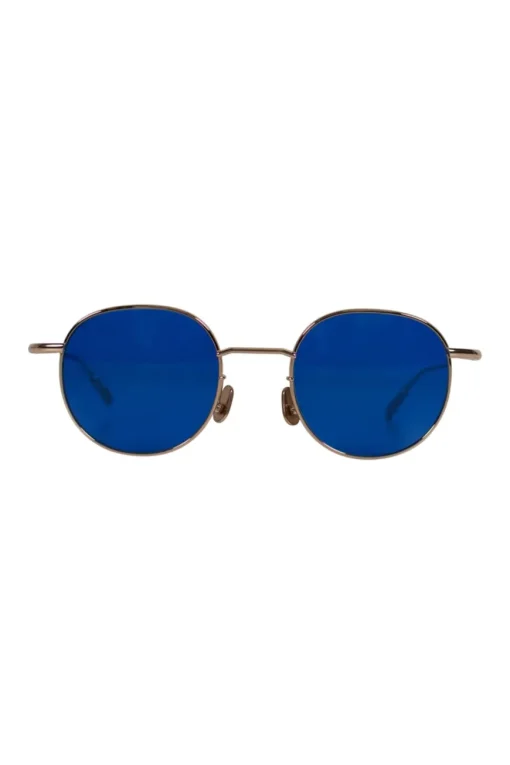 Gold-tone sunglasses with blue lens