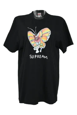 Gonz Ramm black screen-printed cotton crewneck T-shirt featuring Gonz Butterfly artwork by Mark Gonzales