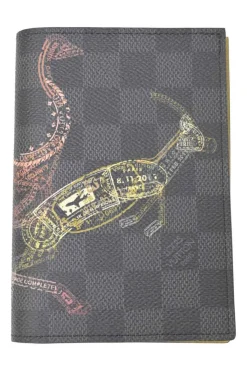 Graphite Damier coated canvas passport cover limited edition