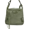 Green aged leather The Day tassel hobo shoulder bag