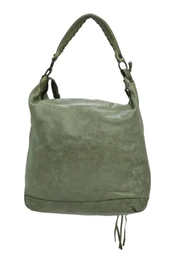 Green aged leather The Day tassel hobo shoulder bag