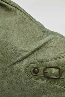 Green aged leather The Day tassel hobo shoulder bag