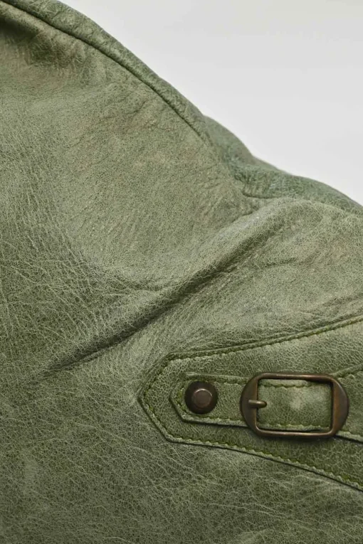 Green aged leather The Day tassel hobo shoulder bag