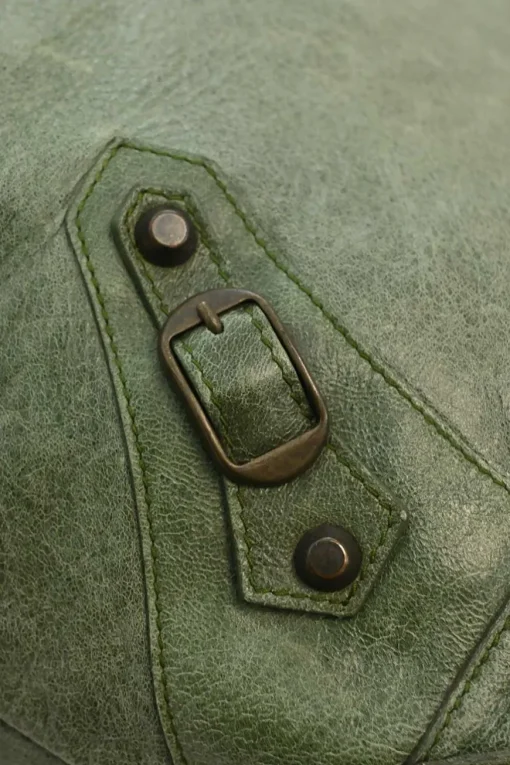 Green aged leather The Day tassel hobo shoulder bag