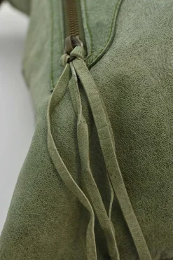 Green aged leather The Day tassel hobo shoulder bag
