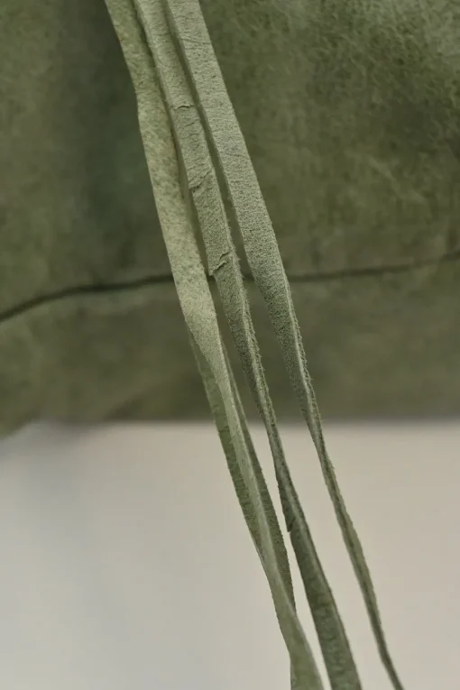 Green aged leather The Day tassel hobo shoulder bag