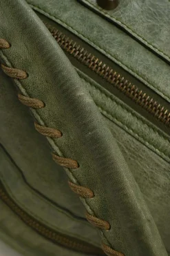 Green aged leather The Day tassel hobo shoulder bag