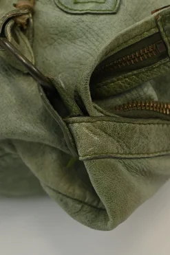 Green aged leather The Day tassel hobo shoulder bag