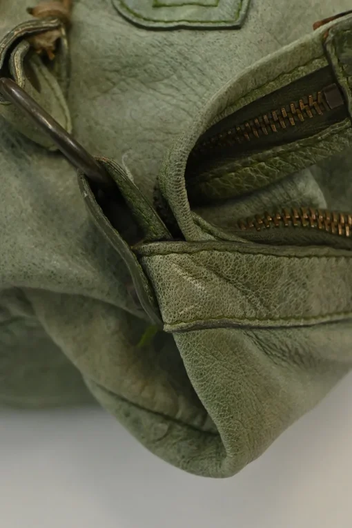 Green aged leather The Day tassel hobo shoulder bag