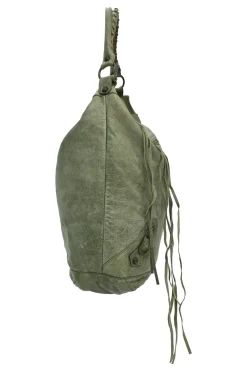 Green aged leather The Day tassel hobo shoulder bag