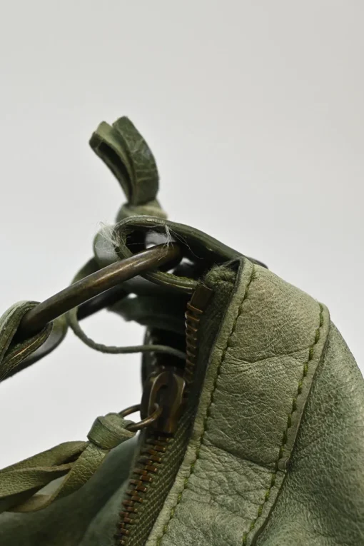 Green aged leather The Day tassel hobo shoulder bag