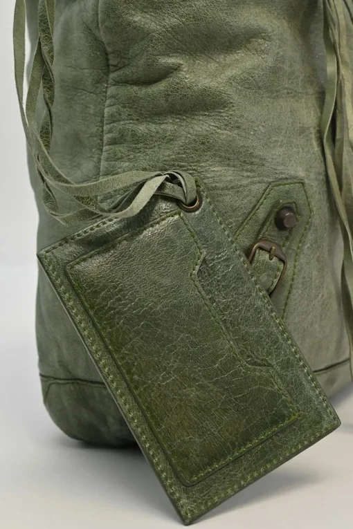 Green aged leather The Day tassel hobo shoulder bag