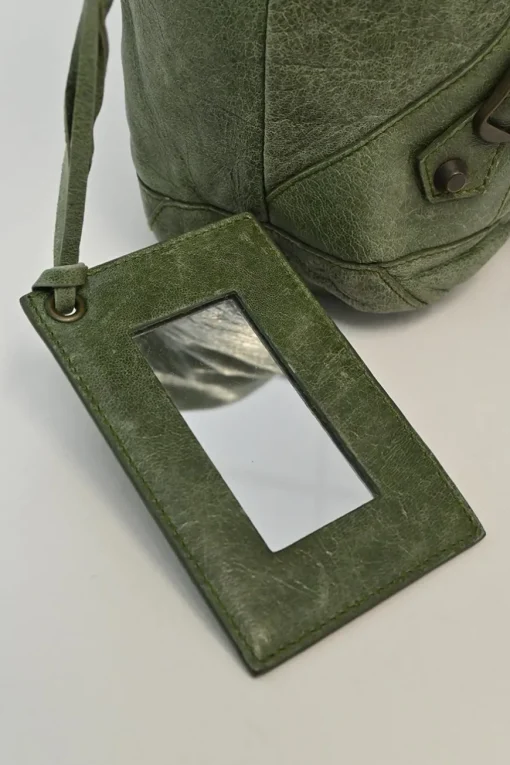 Green aged leather The Day tassel hobo shoulder bag
