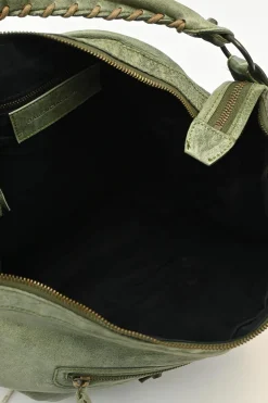 Green aged leather The Day tassel hobo shoulder bag