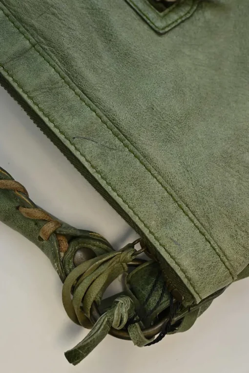 Green aged leather The Day tassel hobo shoulder bag