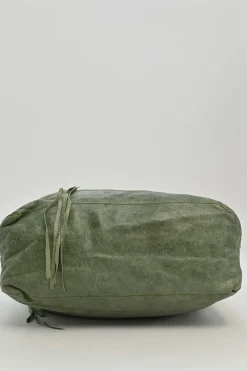 Green aged leather The Day tassel hobo shoulder bag