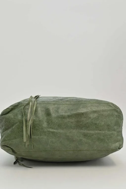 Green aged leather The Day tassel hobo shoulder bag