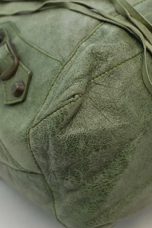 Green aged leather The Day tassel hobo shoulder bag