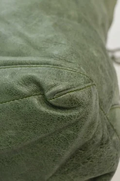 Green aged leather The Day tassel hobo shoulder bag