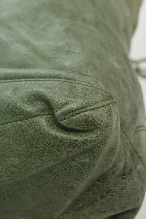 Green aged leather The Day tassel hobo shoulder bag