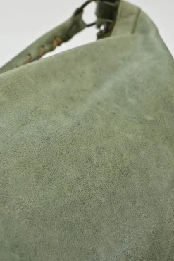 Green aged leather The Day tassel hobo shoulder bag