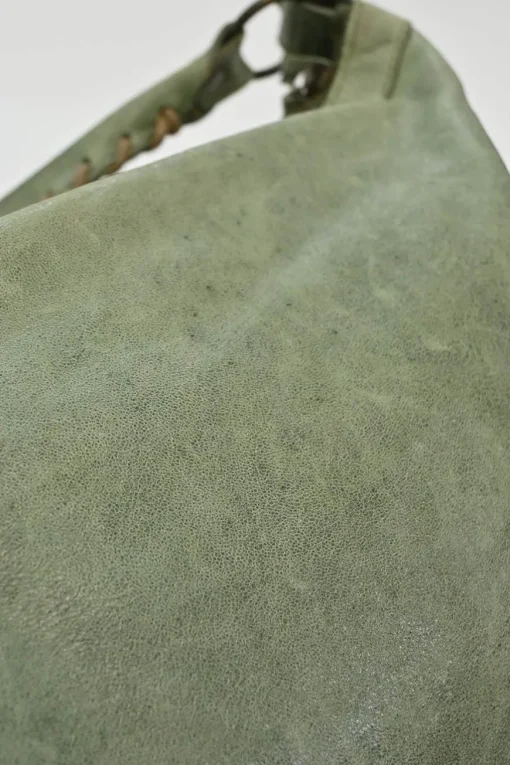 Green aged leather The Day tassel hobo shoulder bag