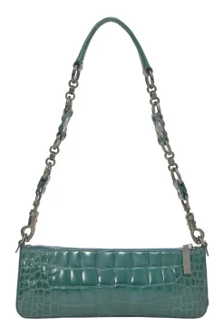 Green alligator skin chain shoulder strap