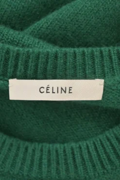 Green cashmere jersey knit crewneck pullover sweater
