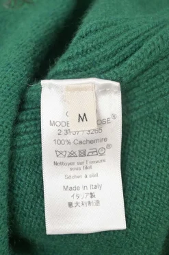 Green cashmere jersey knit crewneck pullover sweater