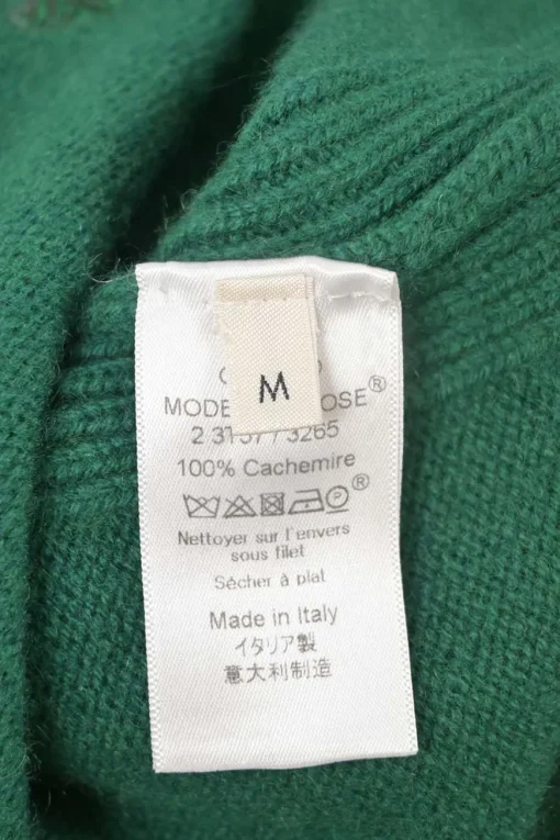 Green cashmere jersey knit crewneck pullover sweater